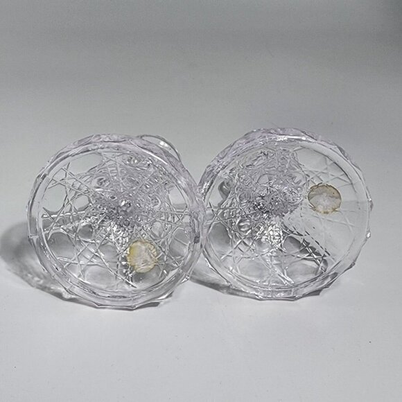 Crystal Pedestal Candlesticks Candleholders Pair PbO 24% Vintage Made in Taiwan - Picture 5 of 8